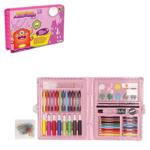 Kit Escolar Maleta Com 47 Peças Rosa