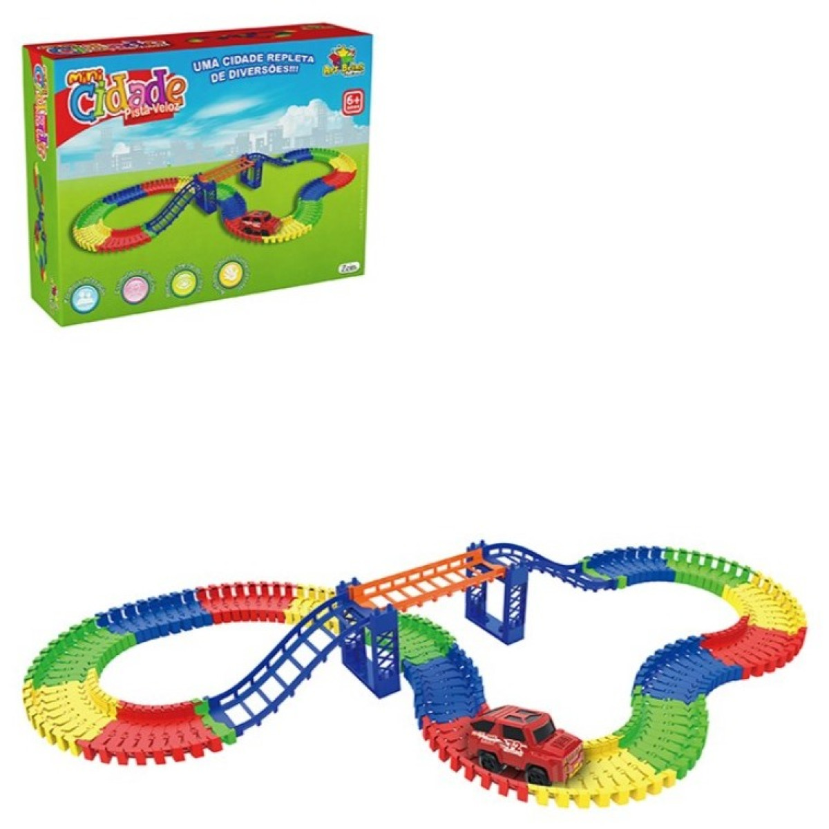 Pista Colorida Com Elevação Flexível 108 Peças-844263-509