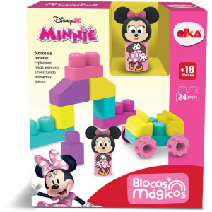 Brinquedo Para Montar Minnie Blocos Magicos 24 Pecas-122450-76003