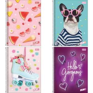 Caderno 01x1 Capa Dura Flip+ 96 Folhas Feminino-121927-50108