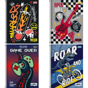 Caderno 10x1 Capa Dura Like+ 200 Folhas Masculino-121926-72981