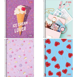 Caderno 12x1 Capa Dura Vibe 192 Folhas Feminino