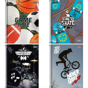 Caderno 12x1 Capa Dura Vibe 192 Folhas Masculino-121877-45452