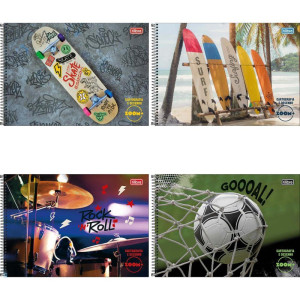 Caderno Desenho Univ Capa Dura Zoom+ 96fls Masculino Espiral