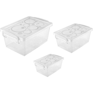 Caixa Plastica Multiuso Kit C/03 600ml/1.5l/4l C/trava