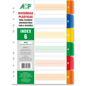 Divisoria Fichario Plastica 06 Projecoes Colorido