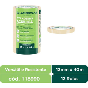 Fita Adesiva Polipropileno 12mmx40m Transp.-118990-55527