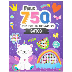 Livro Com Adesivos 750 Ades.strass Gatos 32pg