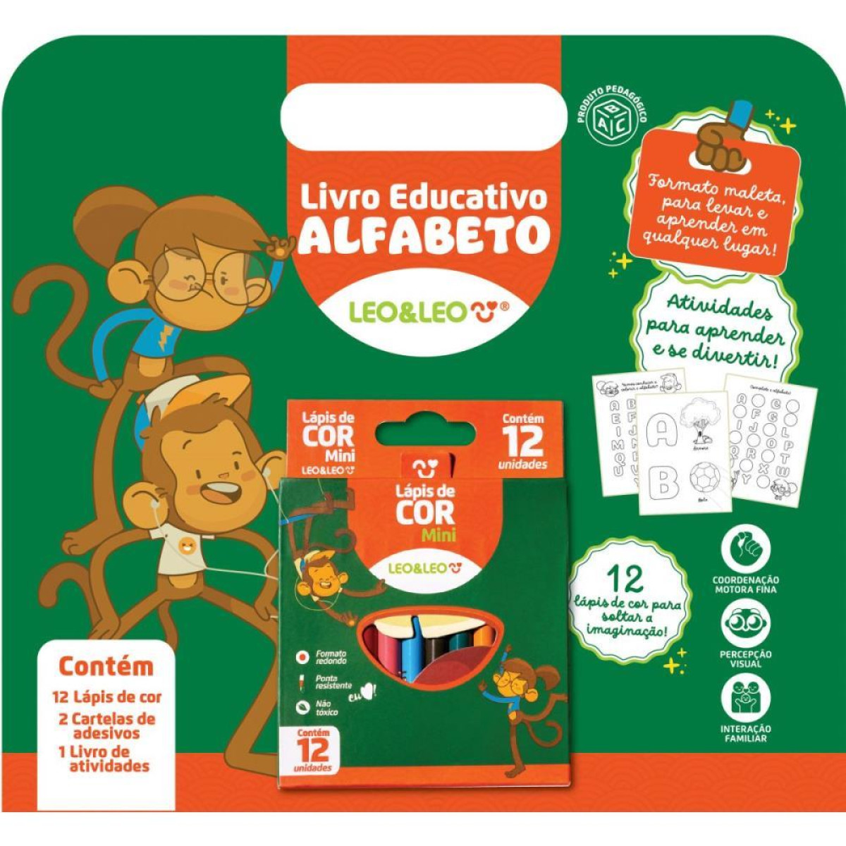 Livro Infantil Colorir Pedagogico C/12 Lapis+adesivos-119104-26438