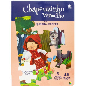 Livro Quebra-cabeca Chapeuzinho Verm. 3x15pcs 6pg