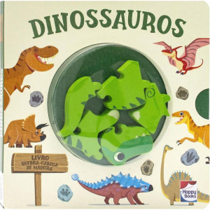 Livro Quebra-cabeca Madeira Dinossauro