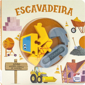 Livro Quebra-cabeca Madeira Escavadeira