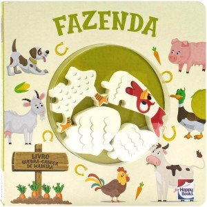 Livro Quebra-cabeca Madeira Fazenda