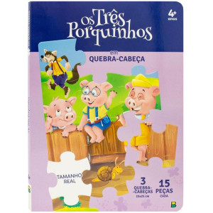 Livro Quebra-cabeca Os Tres Porquinhos 3x15pcs 6pg