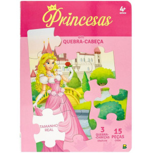 Livro Quebra-cabeca Princesas 3x15pcs 6pg