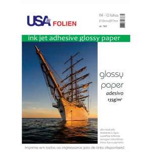 Papel Fotografico Inkjet A4 Glossy Adesivo 135g.