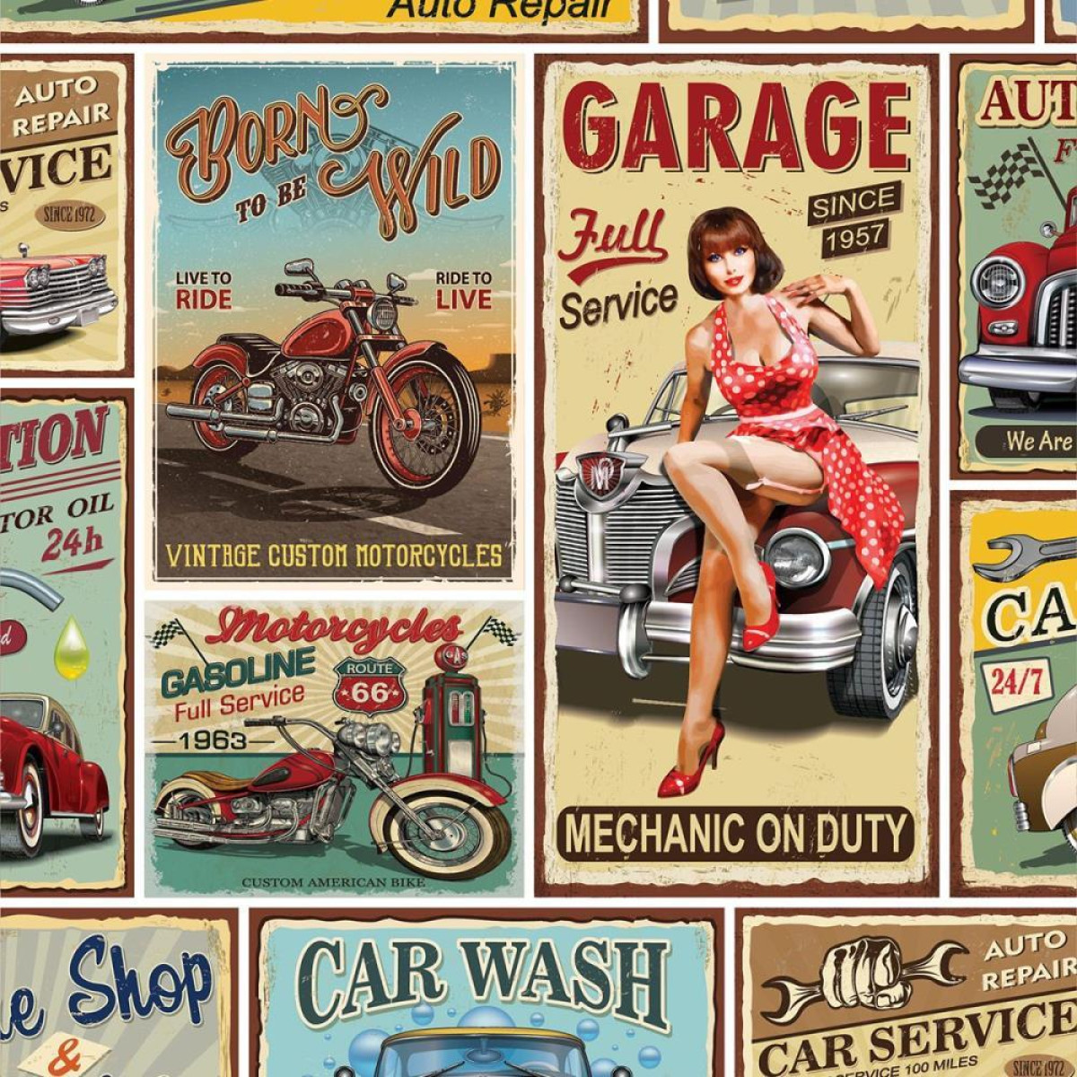 Papel Presente Bobina Couche 60cm. Mod.224 Carros Vintage-121084-62064