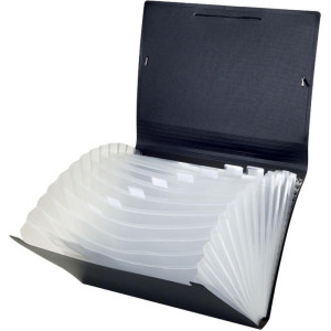 Pasta Sanfonada Plastica A4 12 Divisoes Black