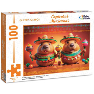 Quebra-cabeca Cartonado Capivaras Mexicanas 100 Pecas-122049-23610