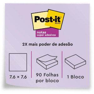Bloco De Recado Post-it 76mmx76mm Sal Rosa 90 Fls.-117744-44676