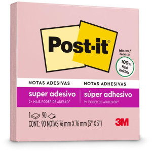 Bloco De Recado Post-it 76mmx76mm Sal Rosa 90 Fls.