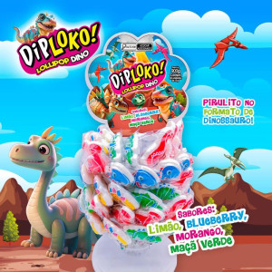 Doce Dip Loko Lollipop Dino