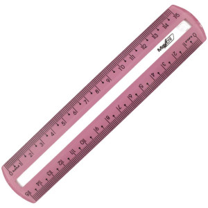 Regua De Poliestireno Guia De Leitura Rosa 15cm.