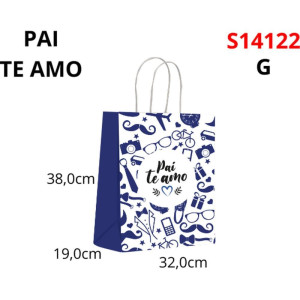 Sacola Para Presente Decorada Pai Te Amo G 32x38x19cm