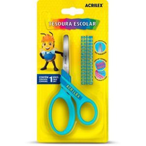 Tesoura Escolar Letras Azul
