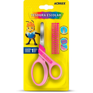 Tesoura Escolar Letras Rosa