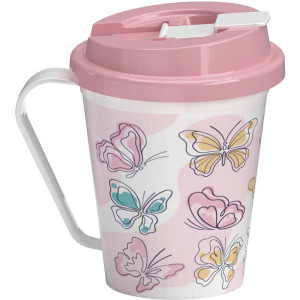 Caneca Decorada Borboletas C/ Tampa 350ml-119158-79159