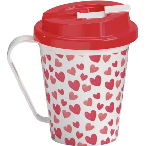 Caneca Decorada Coracoes C/ Tampa 350ml