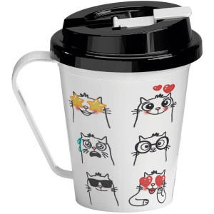 Caneca Decorada Gatos C/ Tampa 350ml-119159-64029