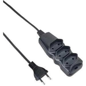 Extensao Eletrica Tripolar 3entradas 3mts. Preta