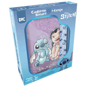 Caderno 01x1 Cp.dura Colegial Stitch Smart 80f. +1 Estojo