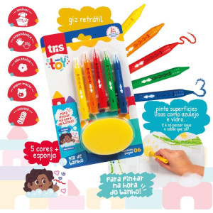 Giz De Cera Jumbo Tris Toy P/banho C/esp. 5cores-122487-36290