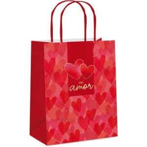 Sacola Para Presente Decorada Sonho De Amos G 32x26,5x13cm-122280-82929