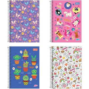 Caderno Espiral 1/4 Capa Dura D+ 96 Folhas Feminino