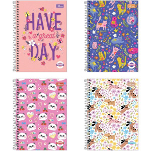 Caderno Espiral 1/4 Capa Dura Pepper 80fls Feminino