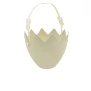Cesta Em Formato De Ovo Bege Com Alça