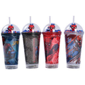 Copo Decorado Spider Man C/led/canudo 450ml