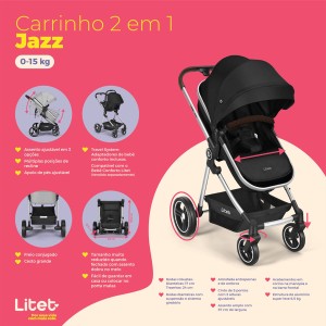 Carrinho 2 Em 1 Moises Jazz Litet Preto-BB466-35852