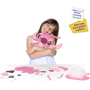 Livro Brinquedo Ilustrado Stitch Boneco De Feltro Rosa-122559-31667