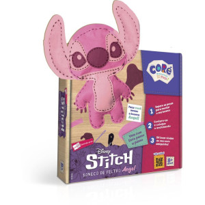 Livro Brinquedo Ilustrado Stitch Boneco De Feltro Rosa-122559-34575