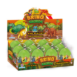 Ovo Surpresa Polibrinq Com Mini Dinossauros Mundo Animal Ref A...