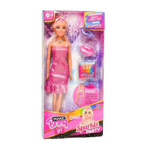Boneca Sparkle Party Polibrinq Mk4091 Com Acessórios Make Brinq