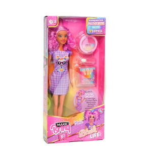 Boneca Blush Life Polibrinq Mk4094 Com Acessórios De Maquiagem