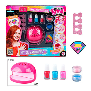 Kit De Manicure Polibrinq Makebrinq Mk55 Com Acessórios Completos