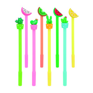 Caneta Multicolorida Frutas E Cactos Polibrinq Sb014 Schoolbrinq