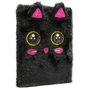 Caderno Porta Objetos Polibrinq Scb113 Com Pelúcia Gatinho Preto